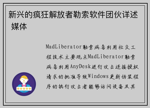 新兴的疯狂解放者勒索软件团伙详述 媒体